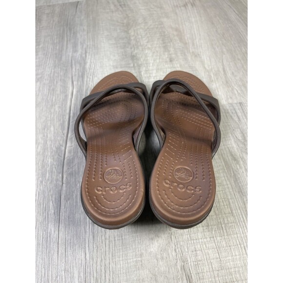 CROCS Women's Cyprus II Strappy Slip On Heels Shoes Size 10 Chocolate Brown B - Picture 5 of 9